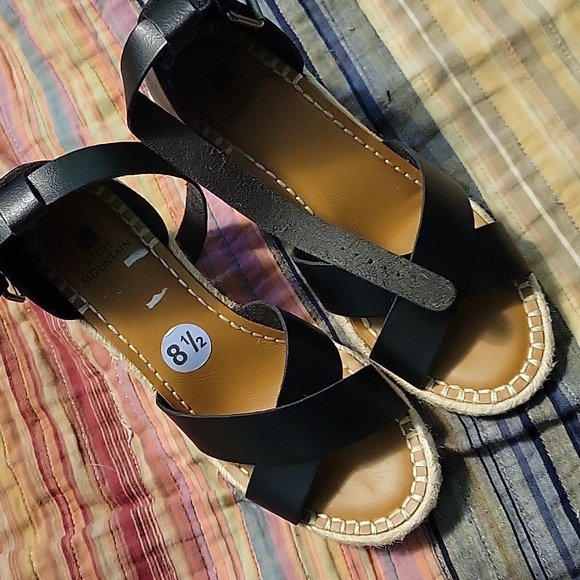 White Mountain Black Espadrille Wedges - Picture 3 of 3